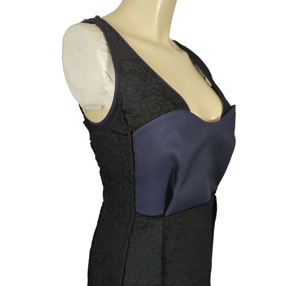 Sonia Rykiel Sleeveless lace black navy blue cocktail Sheath dress sz 38 sz 8 - Picture 6 of 16